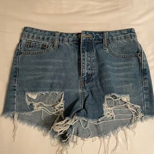 Distressed Denim Shorts